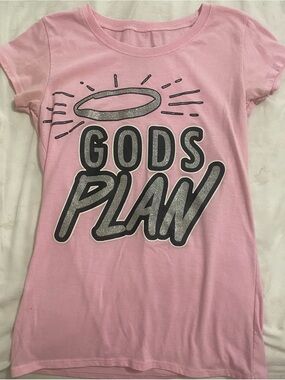 Pink 'Gods Plan' Short Sleeve Graphic Tee